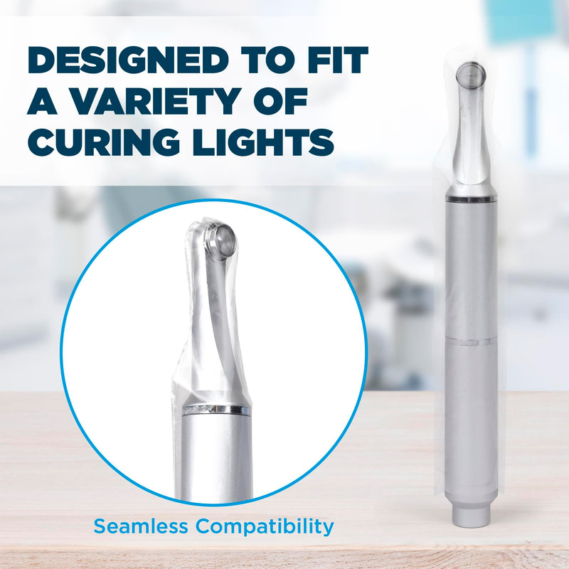 Alpine Dental Curing Light Barrier Sleeves, Clear Protective Cover for Dental Handpiece, Fits A Variety of Curing Lights 8"x1.6" 100 per Box