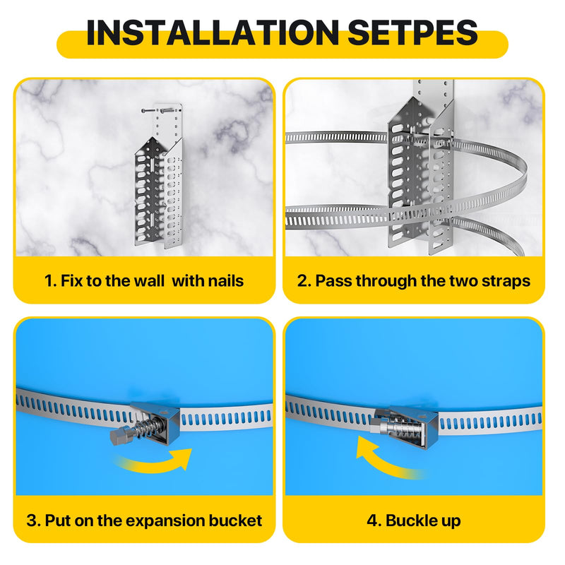 Expansion Tank Mounting Bracket for Hot Water Heater,Thermal Expansion Tank Holder with 2 Earthquake Straps,Support 5-Gallon Hot Water Tanks up to 13 inches in Diameter-1 Set 1 Set