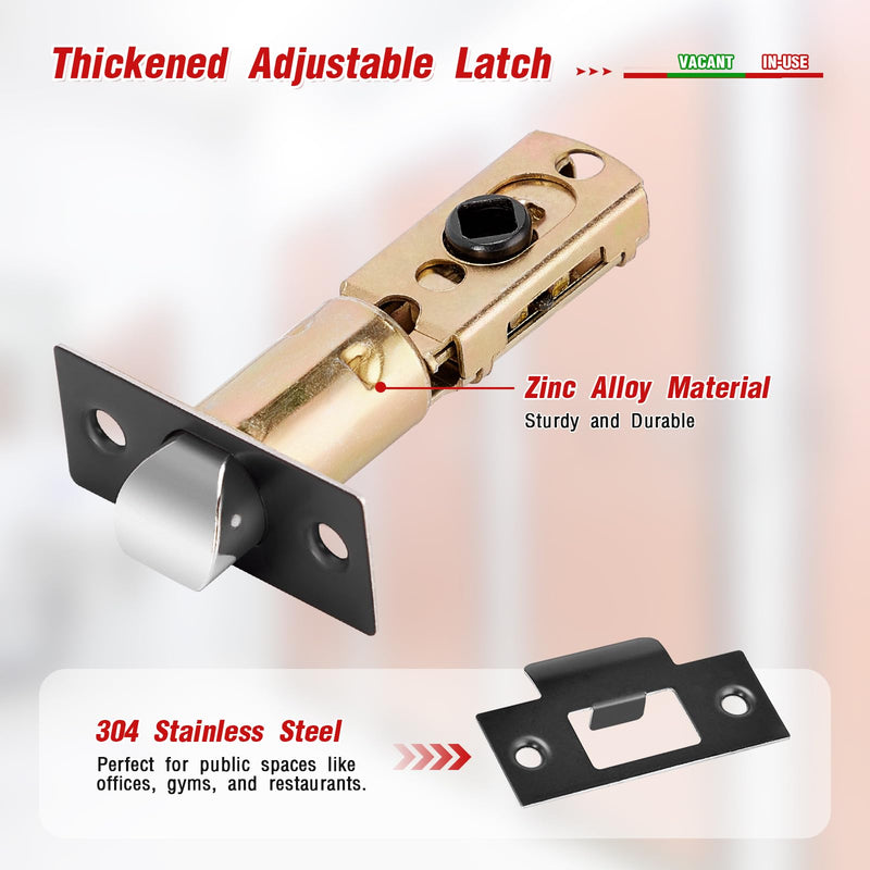 Bathroom Indicator Privacy Door Lock, Vacant Occupied Bathroom Lock, Large Vacant or in-Use Door Handle for All Women Men Restrooms, Ansi Grade 2 Commercial Grade, Black Matte Black
