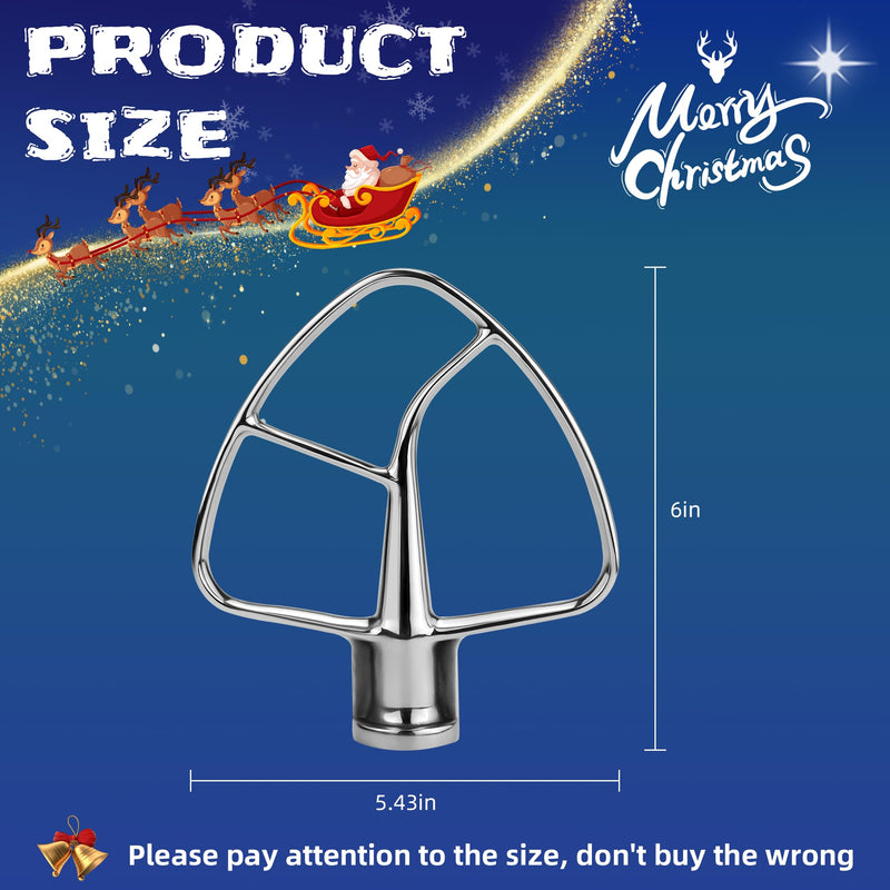 Stainless Steel Flat Beater K45B Kitchen Mixer Aid Paddle for 4.5 Quart Stainless Steel Bowl,Tilt-Head Stand Mixer Beater K45SS by AMI PARTS - Easy to Clean Stainless Steel Flat Beater Fit 4.5 Quart Tilt-Head Stand Mixer