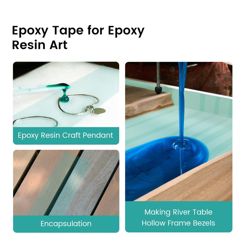 Resiners Resin Tape for Epoxy Resin Molding - 2IN W x 120FT L - Thermal Adhesive Tape, High Temperature Resistance, Easy Peel-Off, Release Resin Tape for River Tables, Remove Residue, Green 1 Roll (120FT)