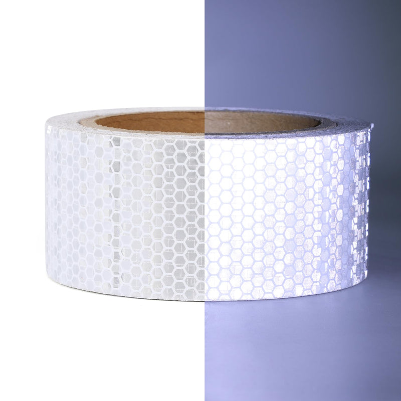 Reflective Tape White 2IN X 30FT Outdoor White High Visibility Conspicuity Safety Tape, Reflector Tape Caution Reflector for Trailers, Bikes, Cars 1