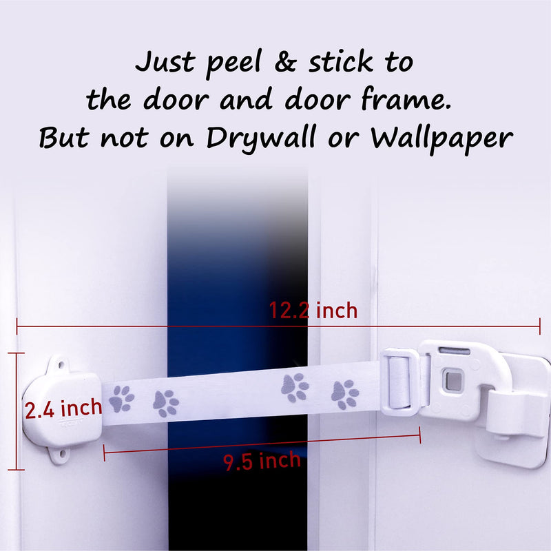 Adjustable Door Strap and Latch, Damage-Free Cat Door Latch to Keep Dog Out of Litter Box, Economical Alternative of Pet Gates, Basic with Stopper 1 Pack