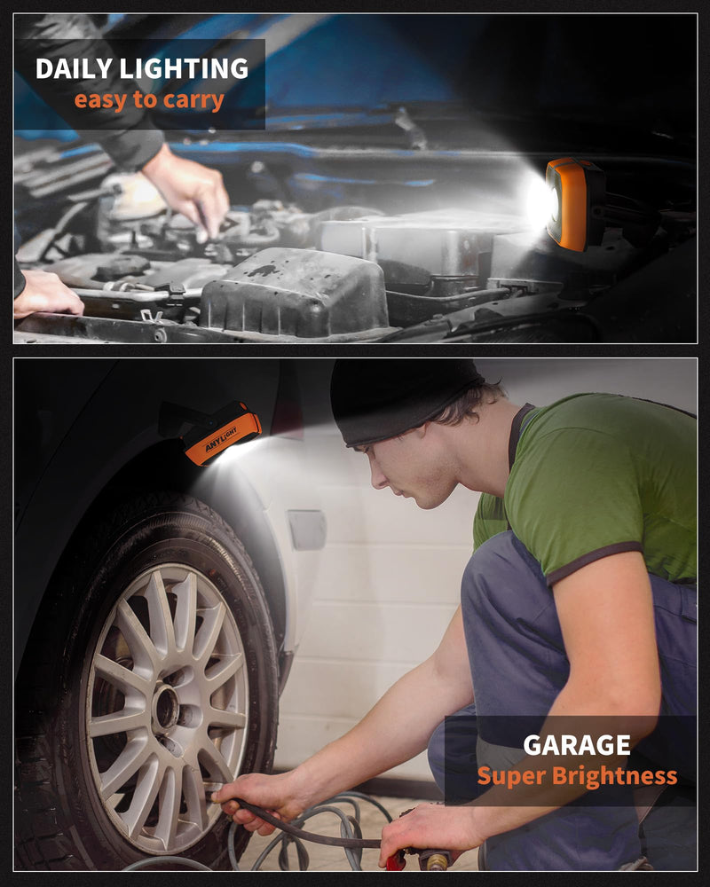 Work Light, Magnetic Rechargeable Light with 4 Modes & 150°Rotatable, 1200LM Waterproof Portable Light with 360° Rotating Hook for Emergency Car Repair, Grill, Outdoor work (1 Pack with Hook) 1 Pack ORANGE-NEW-1PK