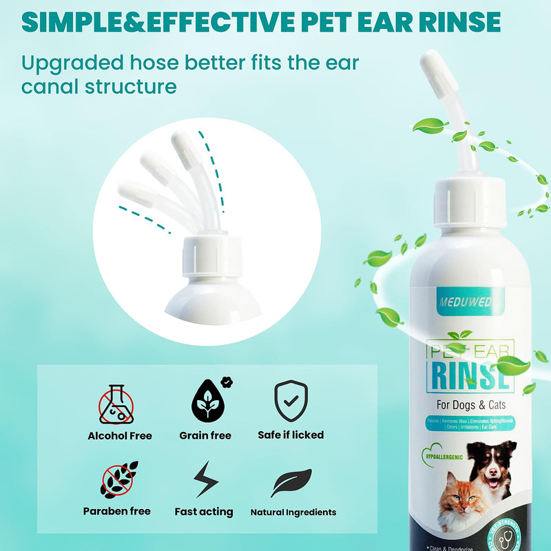 Dog Ear Cleaner, Dog Ear Care Liquid, Dog and Cat Ear Cleaner to Eliminates Ear Odour, Dirt and Debris Pet Ear Cleaner Solution,Remove Wax, Dirt & Stop Smelly, Itchy, Non-Irritating, 4 Fl oz - PawsPlanet Australia