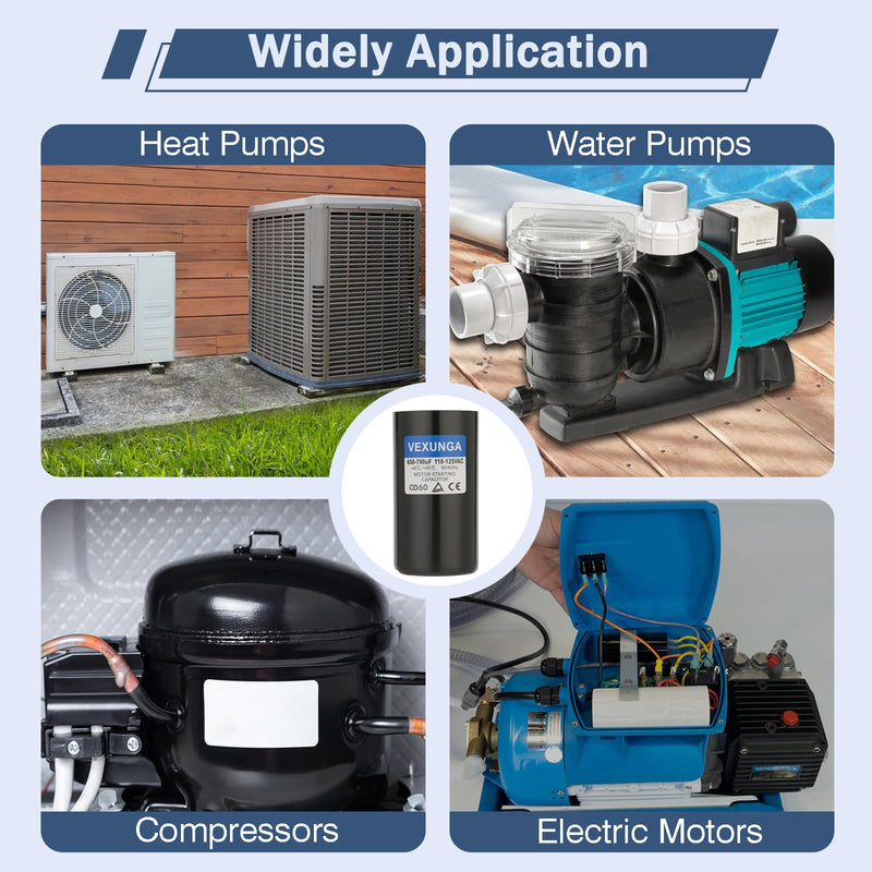 430-516 uF MFD 250 VAC 50/60 Hz Round Motor Start Capacitor CD60 Single Phase Capacitors for AC Motors Starting or Pool Pump or Well Pump 430-516 MFD 250V