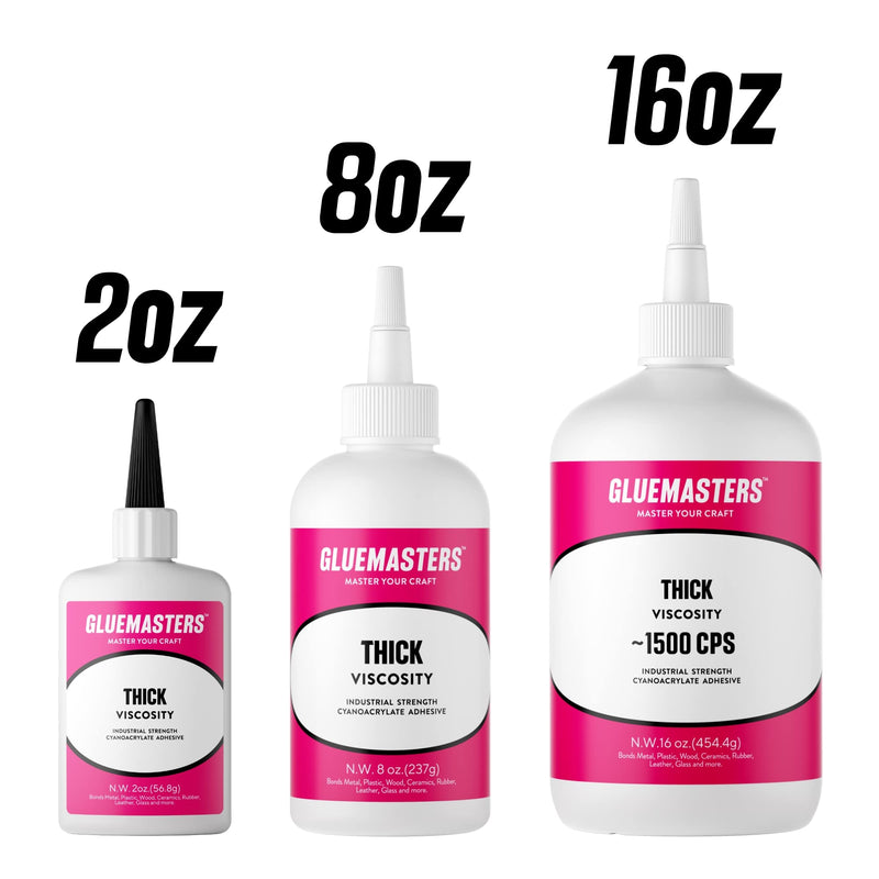 Professional Grade Cyanoacrylate (CA) Super Glue by GLUE MASTERS - 56 Grams - Thick Viscosity Adhesive for Plastic, Wood & DIY Crafts 2OZ THICK VISCOSITY