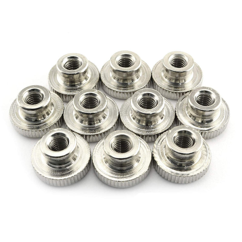 RLECS 10pcs M6 Knurled Thumb Nuts with Collar 3D Printers Parts, Nickel Plating, 1mm Pitch
