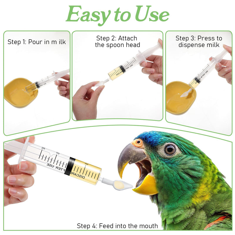 Baby Bird Feeding Syringe, Reusable Manual Bird Feeding Syringe with Spoon Tip and Soft Tube for Milk, Water, Liquid Food, Parrot, Small Pet
