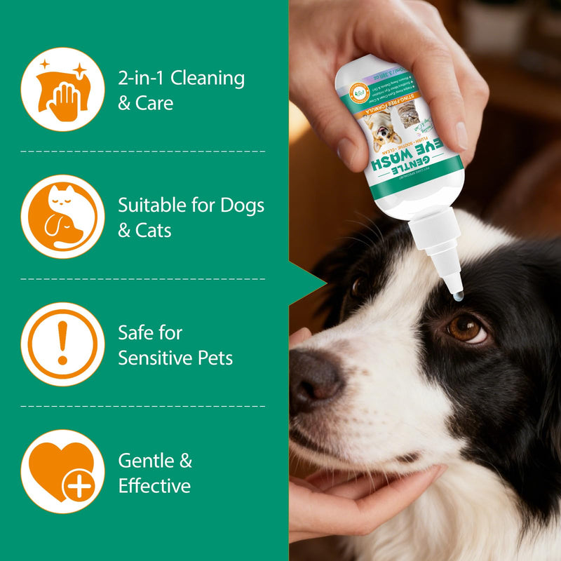 100ml Eye Drops for Dogs, Soothing Eye Drops for Dogs & Cats | Natural Ingredient Formula with Natural Ingredients to Gently Cleanse and Comfort Watery or Itchy Eyes
