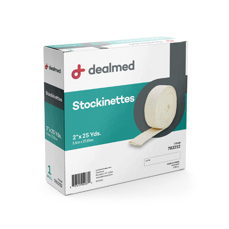 Dealmed Cotton Stockinette, 2” x 25 yds, Tubular Bandage Sleeve, Comfort Breathable Dressing for Skin Protection, Compression, Casts, Edema and Lymphedema Support (1 Roll) Pack of 1 2 Inch