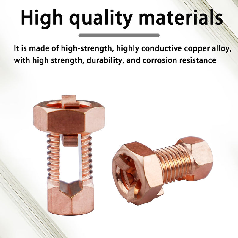Split Bolt Connector High Strength Copper Grounding Clamps for Completing Ground Bonding to Bare Wires TJ-16 (6 PCS) 6 PCS