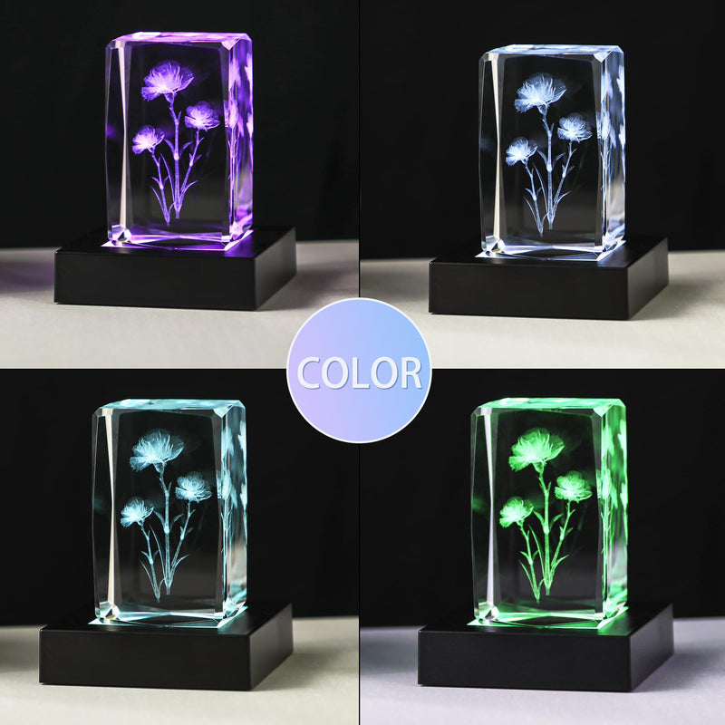 ZEERSHEE LED Light Display Base for Crystal 3D Glass Art, 7 Lighting Mode Color Change Square Stand Base Plate Flat Square-B