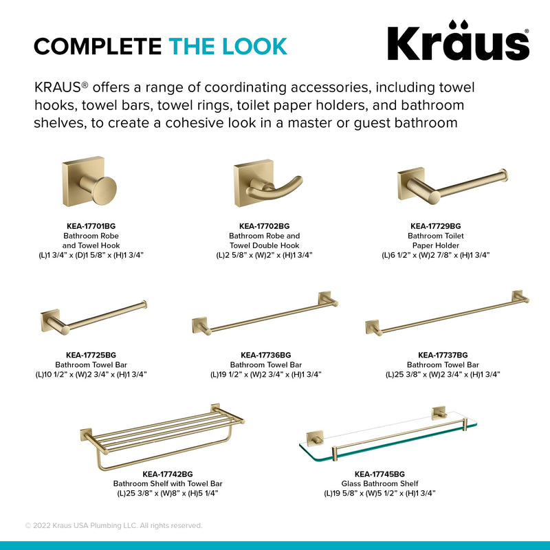 KRAUS Ventus Bathroom Toilet Paper Holder, Brushed Gold Finish, KEA-17729BG