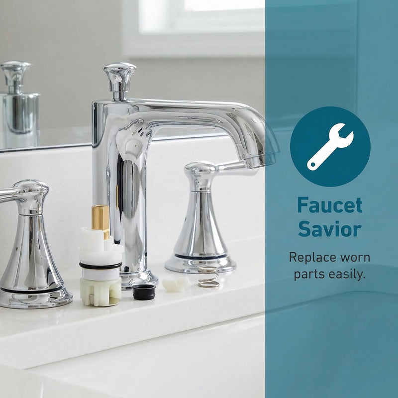 RP25513 Faucet Stem Assembly Kit Compatible with Delta Two Handle Faucet Repair Parts RP24096 Cartridge RP4993 Seats Springs RP24097 1/4 Turn Stop for Bathtub Shower Sink Bathroom Faucet