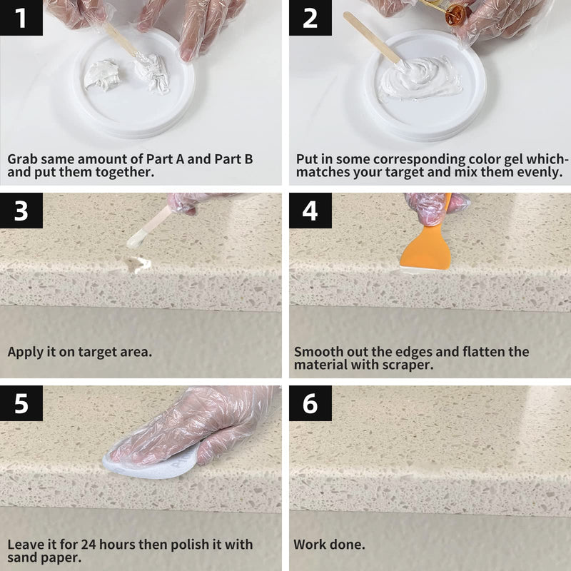 Marble and Granite Repair kit Porcelain Marble Stone and Quartz Countertops Repair kit for Chips Dents Cracks Holes Scratchs, Fix Chipped Edges Corners, Reattaches or rebuilds Missing Pieces - NewNest Australia