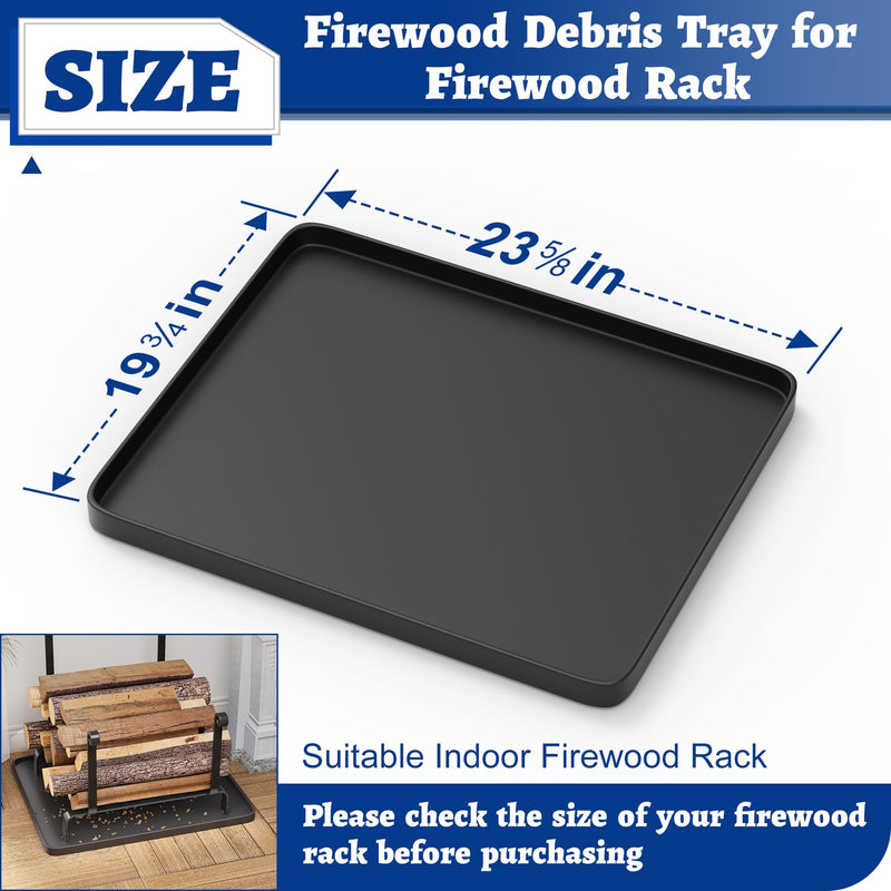 Firewood Debris Tray for Firewood Rack Indoor, 23.6" x 19.7" Fireplace Tray, Non-Slip Wood Debris Pan for Log Holder, Fireplace Accessories, Collect Wood Chips, Protect The Floor