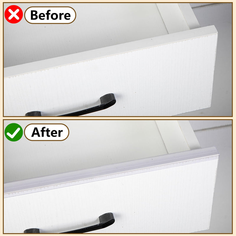 10 Pcs 16.5" Cabinet Door Protector Edge Guard-3/4 Thick Slip-On Drawer Door Protector in Clear-Shelf Edge Protector for Kitchen Cabinets to Prevent Wear,Chipping and Discolouration 16.5 Inch