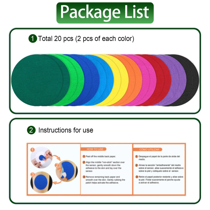 G7 Adhesive Patches Waterproof 20Pack G7 Overpatch Flexible CGM Tape Non-Glue Central Full Cover Hypoallergenic & Latex-Free Stelo Patch Overlay for 10 Days Long Stay, Multi-Colored