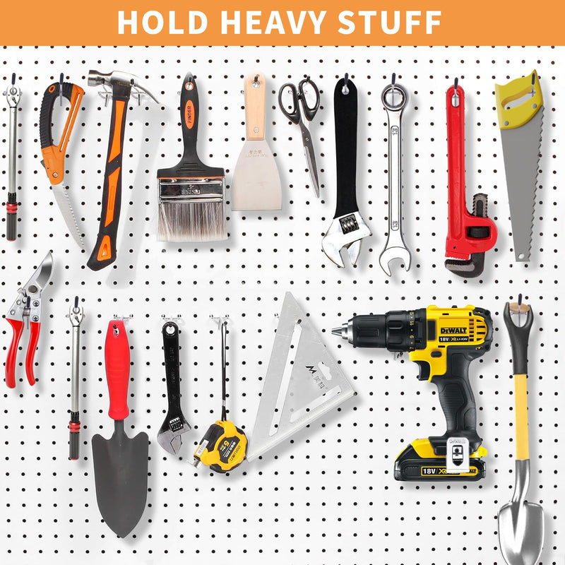 Pegboard Hooks, 25 Pack 4 inch Peg Board Hooks for Hanging, Quality Peg Board Hooks Fit 1/8" Metal Pegboards, Peg Board Hooks for Garage, Shop, Office, Crafts Organisation, Kitchen (Silver)