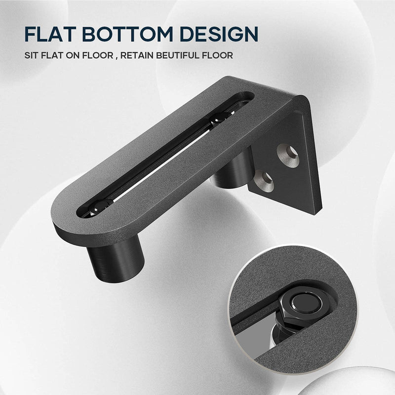 EaseLife Sliding Barn Door Bottom Floor Guide,Ball Bearings Adjustable Stay Roller,Wall Mount System,Flush Flat Bottom Design,2 Assemble Setup Options,Fit All Size Door,Black 1
