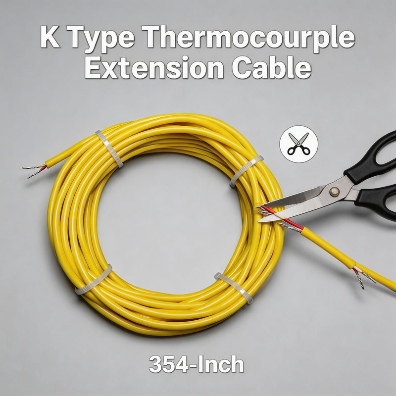 K Type Thermocouple Wire 10-Yard Yellow Flexible Silicone Thermocouple Wire | Temperature Range: -50°F to 2000°F