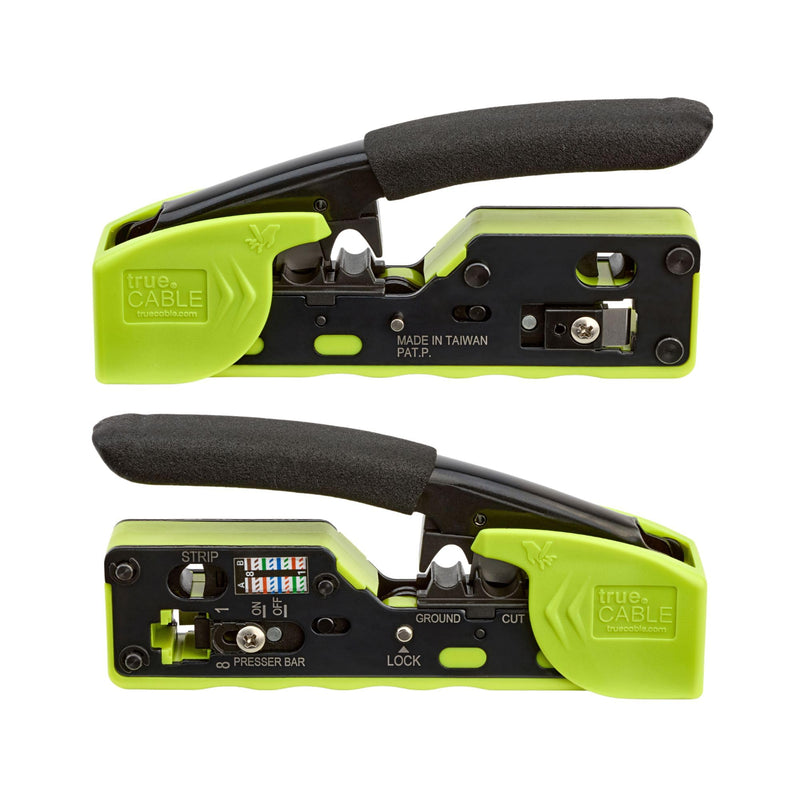 trueCABLE Crimp Tool for Pass Through RJ45 - All-in-One Ethernet Crimper, Cutter, Stripper - Works with Cat5e, Cat6, Cat6A Shielded and Unshielded Connectors trueCRIMP_V3