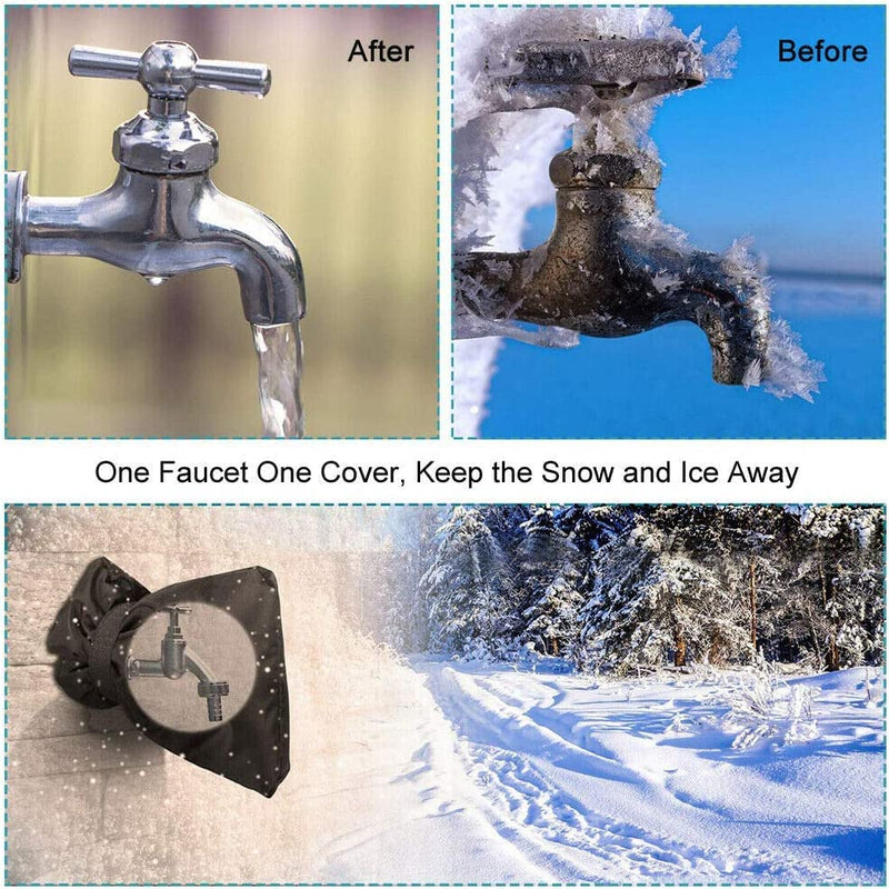 Outdoor Faucet Cover for Winter - Pro 7.1''W x 9.8''H Water Socks Freeze Protection Pipe Insulation Reusable Waterproof Insulated Spigot backflow Cover, Black (2) 2
