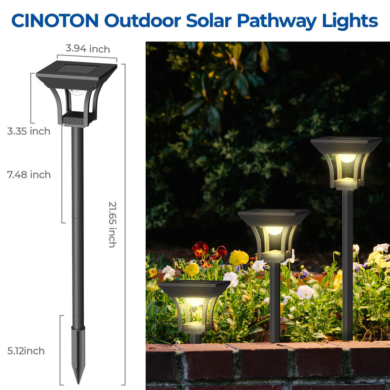 CINOTON 6 Pack RGBCW Solar Pathway Outdoor Lights, 3 Lighting Modes Solar LED Garden Light, IP65 Waterproof Outside Solar Powered Landscape Lighting for Patio Walkway Yard Driveway RGB/Warm/Cold White Multicolor