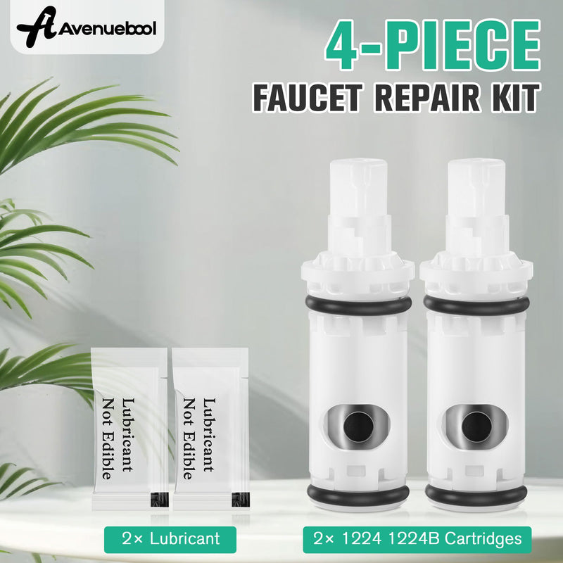 Faucet Cartridge Replacement Kit Compatible with Moen 1224 1224B Double Handle Faucets and Tub/Showers, Bathroom Faucet Replacement Parts with Cartridges and Lubricant(2 Pcs) 2