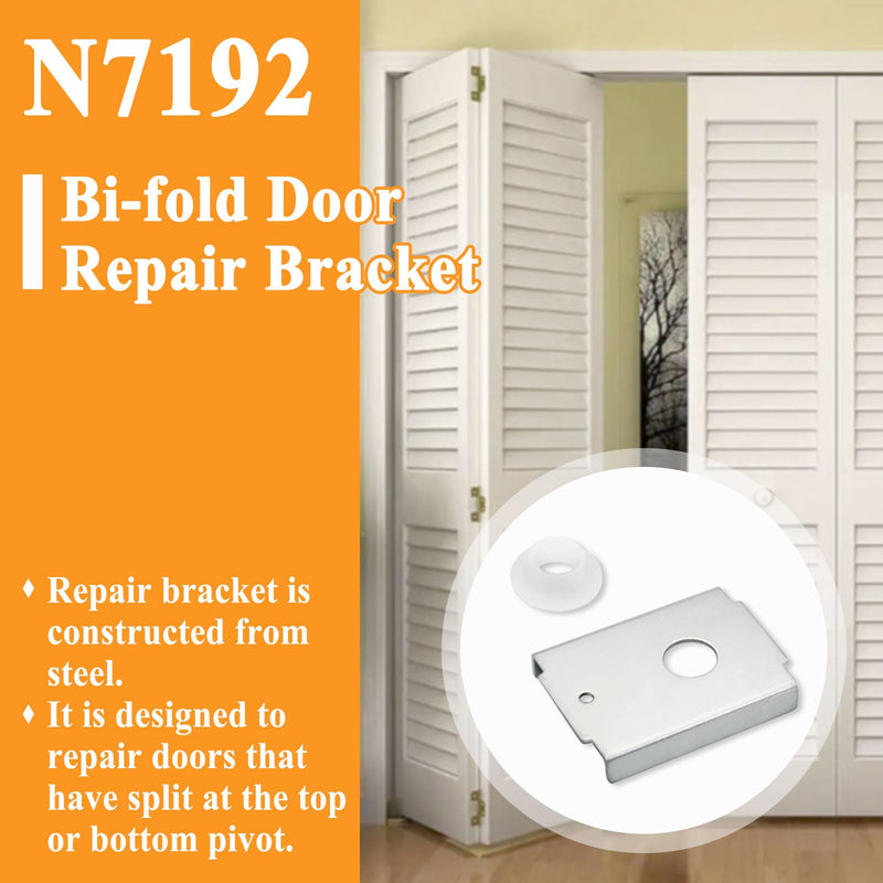 6Pcs N7192 Bi-fold Door Repair Bracket, Top or Bottom Mount, Each with Screw and Gasket, for 1-3/8 in Wood Doors, Fits 7/16 in Pivot