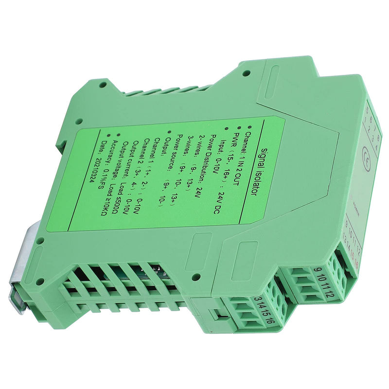 DC Signal Isolator, Analog Signal Isolator, 0-10V To 0-10V High Reliability 1 IN 2 OUT DC24V Powered Current Signals Conditioner for 2 or 3 Wire Transmitters