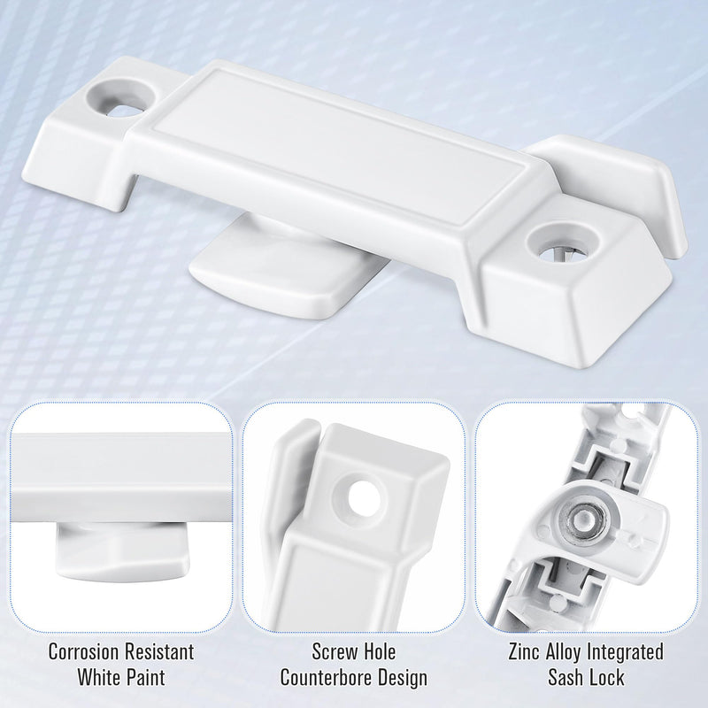 Saillong 3 Pack Sash Lock for Vertical and Horizontal Sliding Windows Replacement for F 2590, Replace Broken Sash Locks for Additional Home Security, 2-1/4” Mounting Hole Centers (White) White