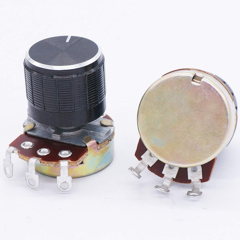 TWTADE / 3pcs wh138 500 ohm Potentiometer Single Turn Rotary Linear Variable Potentiometer +3pcs black Aluminum alloy knob