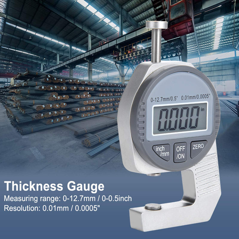 Digital Thickness Flat, LCD Readout Percentile 0 12.7mm 0.5, Test & Measurement .01mm .0005 Measure Meter Paper Metal Display Percentage Measuring
