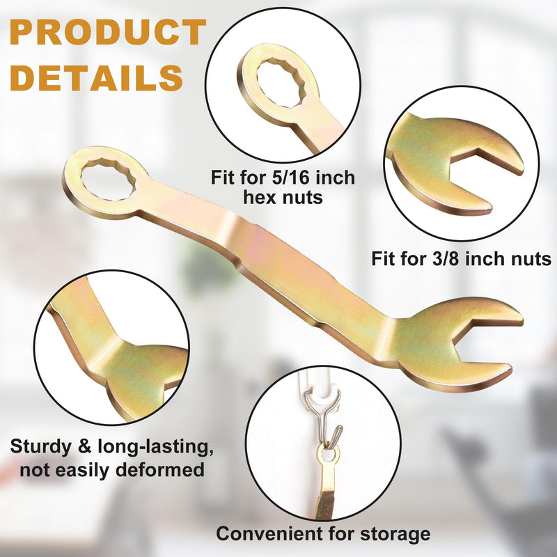 PAGOW 2 Pcs Pivot Adjustment Wrench, 3/8" Bi-Fold Open Wrench, N7164 Pocket Door Wrench for Folding Door, Closet Door Tool for Sliding Door Hanger