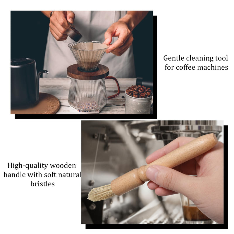 5 PCS Espresso Cleaning Brush Set, Professional Coffee Grinder Brush Wooden Espresso Machine Cleaning Brushes Natural Bristle Coffee Brushes for Coffees Machine Dust Removal Group Head Tools