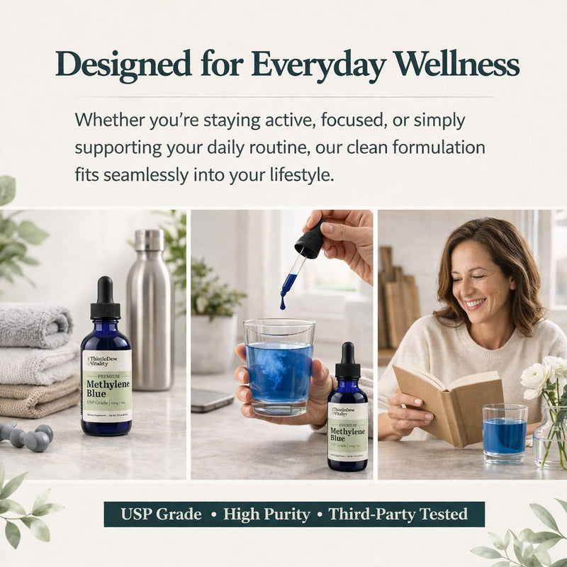 Methylene Blue | 1% USP-Pharmaceutical Grade (10mg/mL) | High Purity Liquid 2 fl oz (60 Servings) | Supports Cellular Energy, Focus, Cognitive Function & Mitochondria