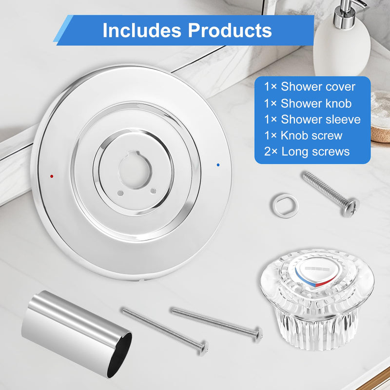 Shower Trim Kit, Compatible with Moen T470 Chateau Shower Trim Kit, for 1225 Cartridge Trim Kit and Single Handle Tub/Shower Trim, Includes Escutcheon, Tubes, Shower Handle and Screws, Chrome