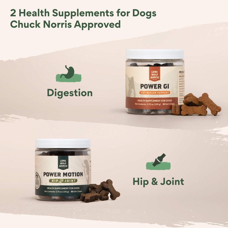 Chuck Norris Lone Wolf Ranch Power GI Probiotic Gut Health Support Supplement Soft Chew for Dogs (30 Count)