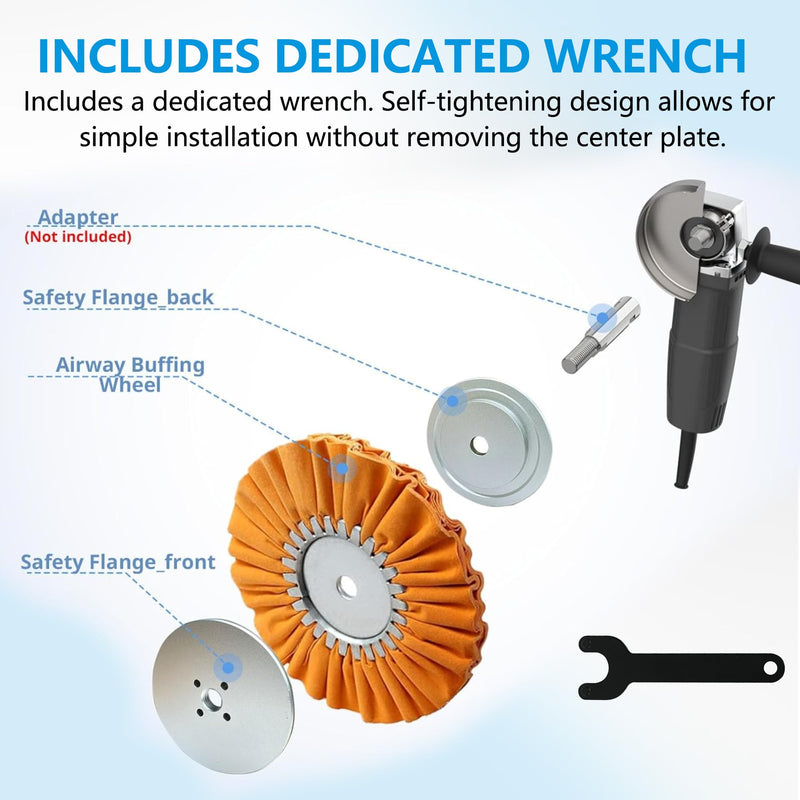 Aluminum Safety Flange Kit for Airway Buffing & Polishing Wheels, Quick Insertable Safety Flange Kit fits 3" Center Plate Airway Buffing Wheels & 5/8" Arbor Hole Model A