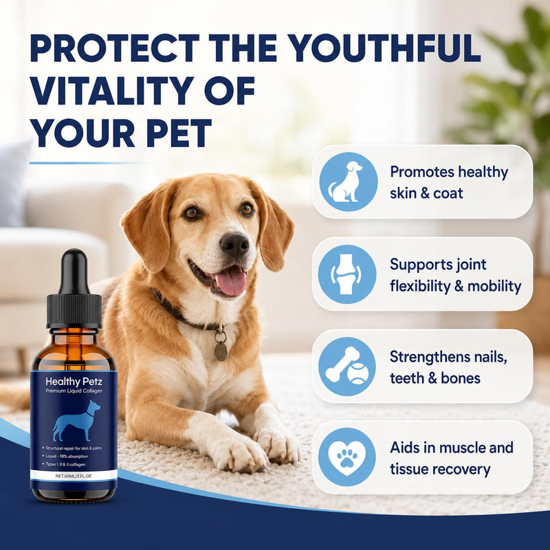 Premium Liquid Collagen, Liquid Collagen for Dogs, Pet Collagen Supplement for Joints, Skin & Coat, Digestive Health Support, 60ml / 2 fl oz