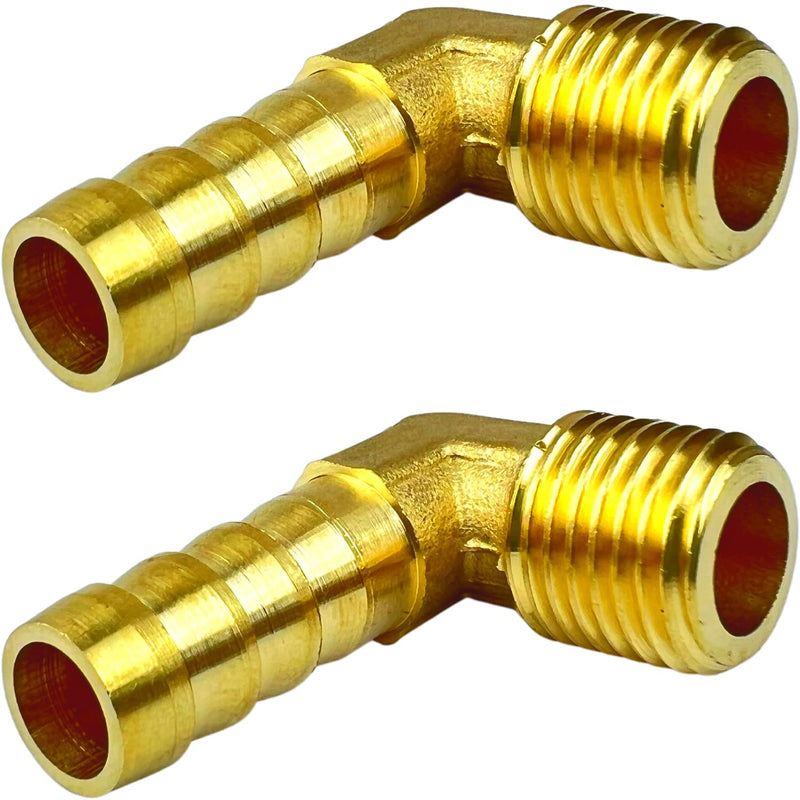 2pcs 90 Degree Elbow 3/8" Hose Barb to 1/4" NPT Male Brass Fitting by CX WONDERLAND 3/8" Hose Barb x 1/4" NPT Male