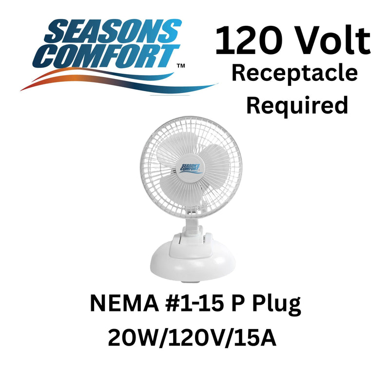 Seasons Comfort Personal Clip Or Desk Fan With Removable Base, Portable, Mini Bedroom Fan, 6 Inch, 2 Speed, Strong Clamp - Ideal for Home, Bedroom, Dorm & Office