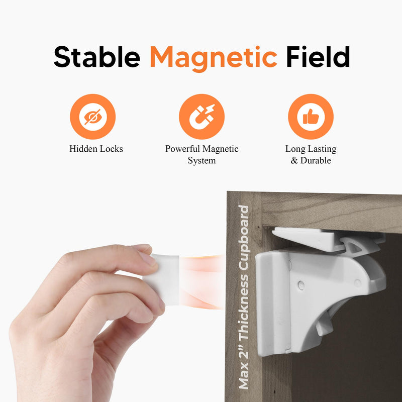 Magnetic Cabinet Locks Baby Proofing (20 Locks + 2 Keys) – Child Proof Cabinet Locks with Easy Adhesive Installation – Child Safety Locks for Kitchen, Cabinets & Drawers with Optional Screws