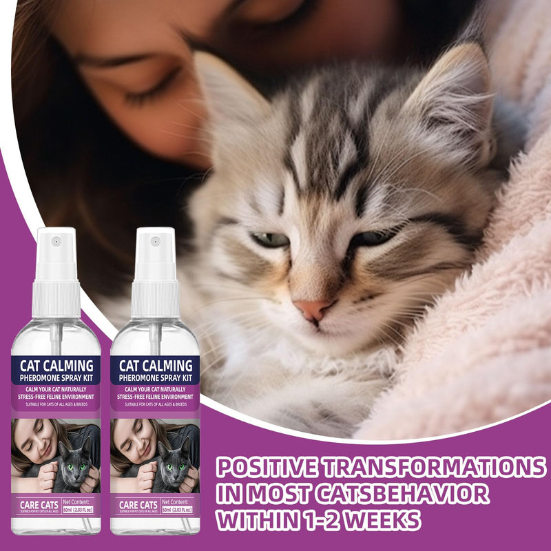 Cat Calming Pheromone Spray Kit Feline Calm Pheromones Vet Recommended Drug-Free Anxiety Relief for Multi-Cat Homes,Stops Scratching & Urine Marking,60-Day (120ML) 120ML