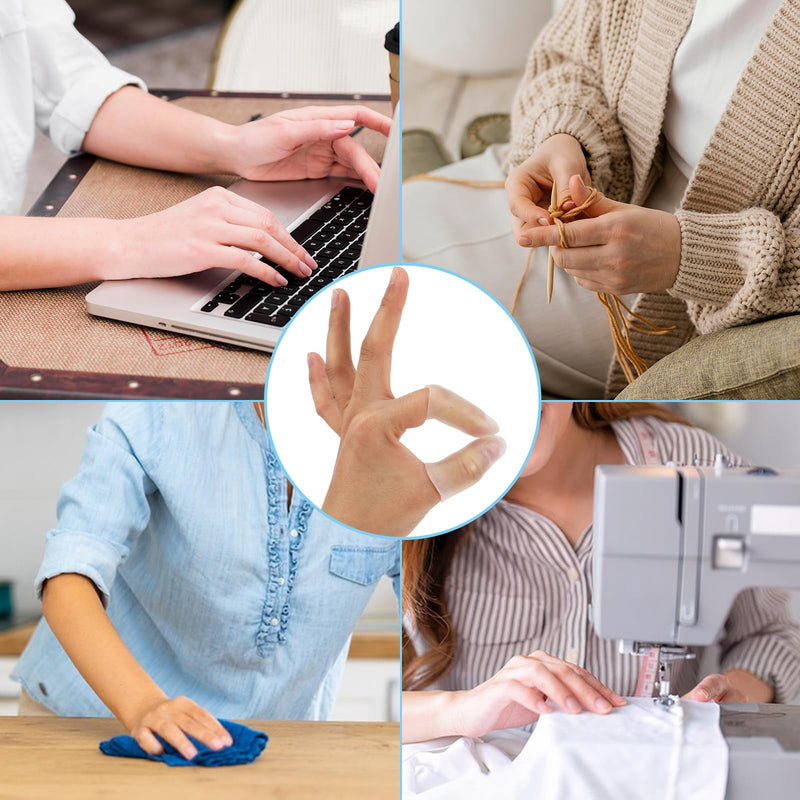 Gel Finger Cots, 10 PCS Gel Finger Protectors Finger Caps Silicone Fingertips Protection Finger Protector Support, Finger Sleeves Thumb Protection for Hand Eczema, Finger Cracking Arthritis(Clear) Clear