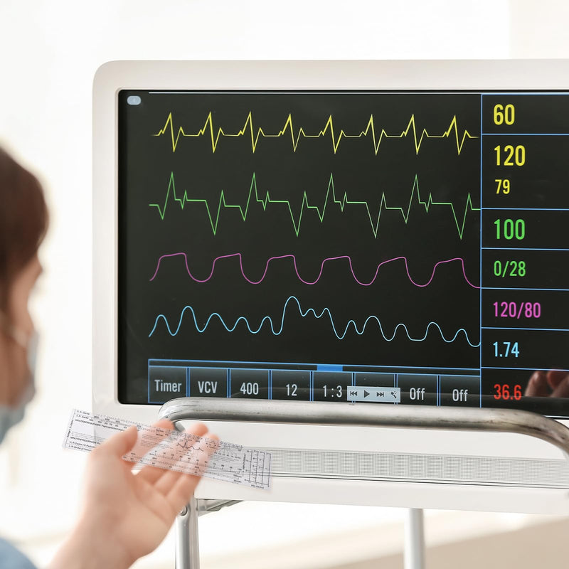 Tondiamo 2 Sets EKG Calipers and EKG Ruler Combination Set ECG Calipers Drafting Electrocardiogram Divider ECG Calipers Measuring Tool for Nursing (Black and Pink) Black and Pink