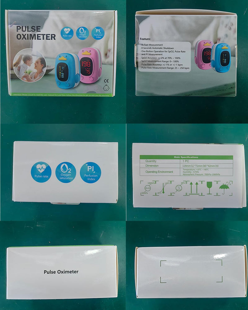 Pulse Oximeter For Kids-HOLFENRY Baby Oxygen Monitor Fingertip For Children Kids Pulse Oximeter Fingertip, Large Display, Included with AAA Battery Green