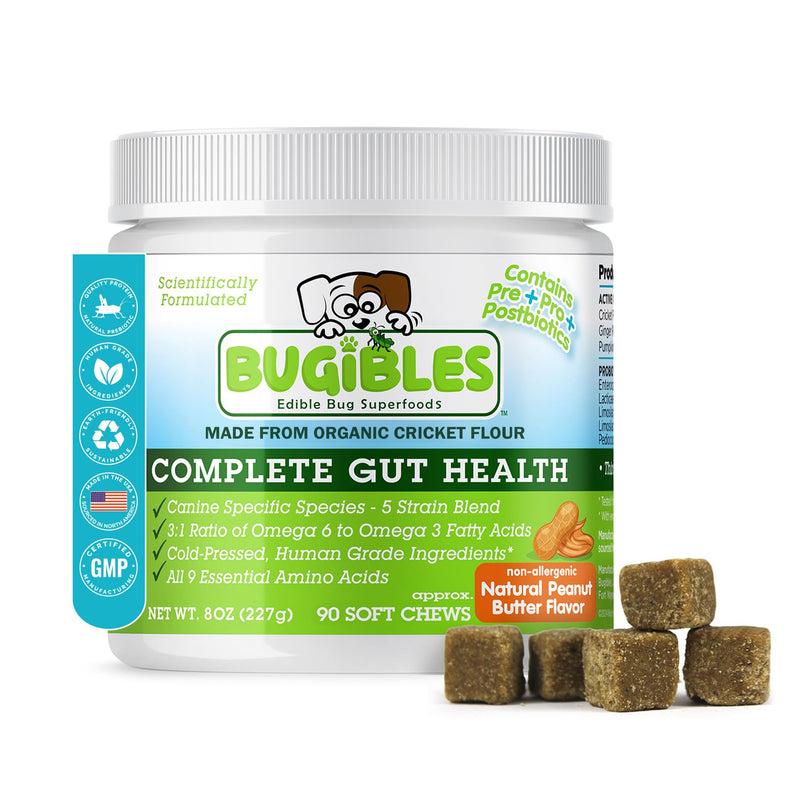 Probiotics for Dogs with Cricket Powder - Dog Probiotic Chews for Complete Gut Health (Pre, Pro & Post Biotics) - All-Natural Ingredients for Dogs Digestive Health, Allergy and Immune Support